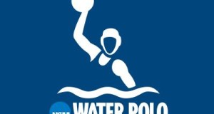 Official NCAA water polo logo navy blue with white stencil of player