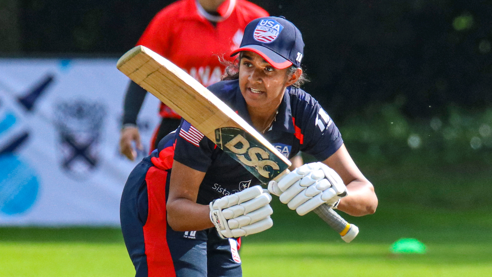 USA opener Gargi Bhogle looks for a run behind square. © Peter Della Penna/USA Cricket